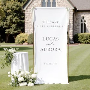 Wholesale Custom Linen Sign for Birthday Party Quinceanera Bridal Shower Eco-friendly Wash Linen Wedding Welcome Sign Cloth