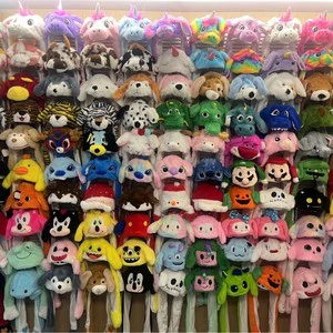 Hot Wholesale Cute Plush Animal Bunny Rabbit Hat Cap Kids Christmas Pikachu Moving Ears With Led Light Up Party Winter Hats CE