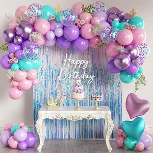 Pink and Blue Peach Heart Balloon Chain Set for Birthday Party Decoration