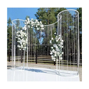Wedding Arch Metal Flower Frame Arch Backdrop Stand With Crystal Hanging Decorations for Wedding