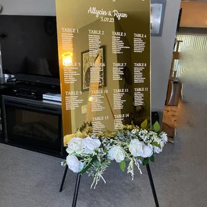 Personalized Custom Wedding Welcome Sign Gold Mirror Acrylic Seating Chart Stand Arched Welcome Sign Wedding Decoration