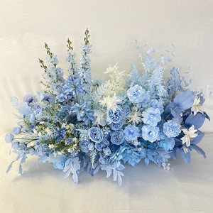 Hotel Wedding Theme Light Blue Series Silk Plastic Flower Ceiling Arrangement Road Guide Flower Wedding Wedding Wall Decorations