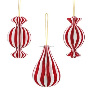 Mix Red Christmas Decoration Holiday Party Supplies Christmas Ornaments Paper Balls with Magnet for Home Decor