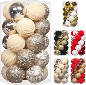 New Arrival Decoration Tree Ornaments Ball Set High Quality White Christmas Ball Ornament Plastic Luxury Xmas Ball Pack Set