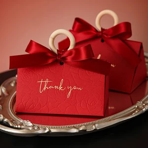 Wedding Birthday Party Flower Color Triangle Candy Gift Box Ribbon Paper Bag
