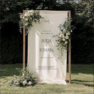 LANJO Custom Wedding Welcome Sign Personalized Fabric Linen Banner for Entrance Bridal Shower Engagement Party Home Wall Decor