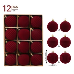 SHAUNGYUAN Christmas Velvet Baubles Christmas Ball Tree Pendant Christmas Home Hand-Painted Hanging Ball Decoration