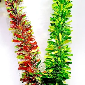 Guaiguo 15m PET Christmas Tinsel Ribbons Grinch Green Red Silver Party Arrangement Holiday Wreaths & Garlands