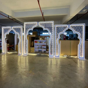 LEDA Custom White Moroccan Style Archway Decor Hollow Wedding Arch with Light Events Party Stage Decoration Backdrop