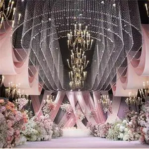 Ceiling Wedding Stage Decoration Milk Silk Stretch Fabric Party Hall Wedding Tent Roof Decoration