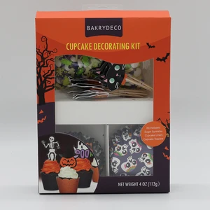 Kit CUPCAKE HALLOWEEN Edible Cake Decoration Combination Sets Wholesale Edible Sprinkles Paper Cups Cake Topping