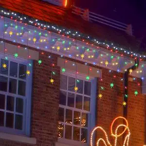Holiday Wedding Party Decor LED Star Icicle String Lights with IP44 Rating 1-Year Warranty 2700K Warm White for Festive Events