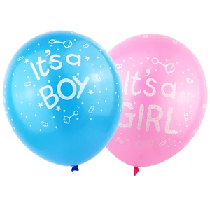 Boy Girl 12-Inch Printed Latex Foil Balloons Blue Pink Birthday Baby Shower Party Decor Single Item Gift Toy Packaging 100pcs