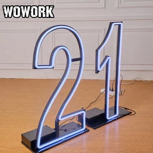 2026 WOWORK Iron Metal Frame Led Wedding Number Letter Signage for Party Decor Event