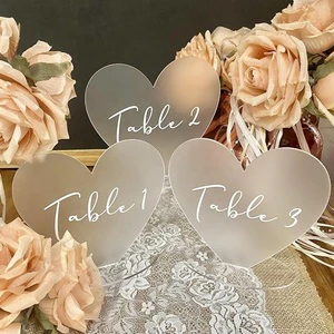 Acrylic Wedding Table Numbers Heart-shaped Table Signs for Wedding, Frosted Acrylic Table Numbers for Reception.