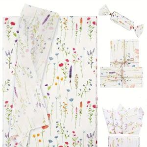 Lavender Tissue Paper, Wildflower Wrapping Tissue Paper Printed Art Decorative Tissue for Spring Wedding Gift Wrapping Supplies