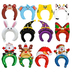 Factory Price Cute Cartoon Animal Inflatable Hair Band Headband Foil Balloon Globos for Parties Wedding Balloons