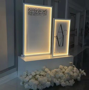 SMOOTH High Quality New Design Entrance White Metal Backdrop Stand Welcome Sign Arch Stand With Light For The Wedding