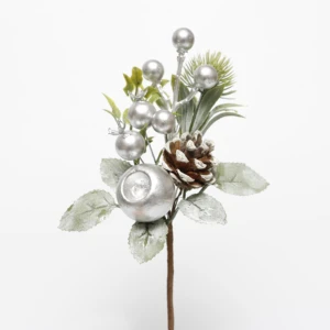 Artificial Branch With Pine Cone And Berries Decorate For Christmas Decoration