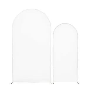 Set of 2 Gold Metal Arch Backdrop Stands 7.2 ft & 6 ft Stable Structure & Easy Assembly with Cover for Weddings