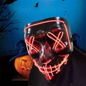 Modern LED Glow Mask for Fluorescent Dance Party Halloween Festival V Horror Black for Party Events