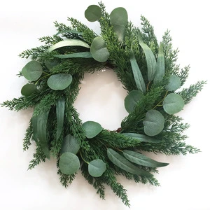 45/55CM Christmas Decorations Pine Wreath for Front Door, Fireplace Mantel Holiday Decor Artificial Cedar Wreath & Garland