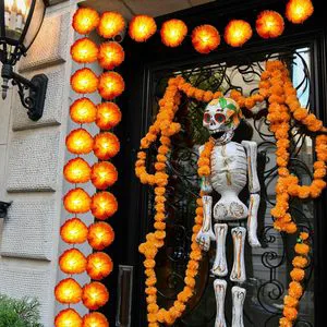LED String Light Garlands Artificial Marigold Flowers Battery Operated IP44 Waterproof Copper Wire for Indian Wedding Party