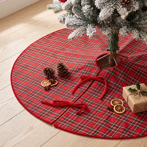 150cm Red White Blue Plaid Fabric Christmas Tree Decoration Adornos De Navidad Holiday Supplies Home Xmas Decor
