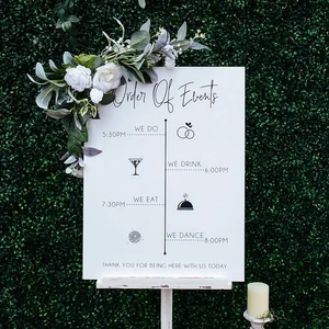 Order of Events Wedding Welcome Sign Customize Acrylic Led Sign Board Modern Timeline Itinerary Signs Engagement Welcome Signage