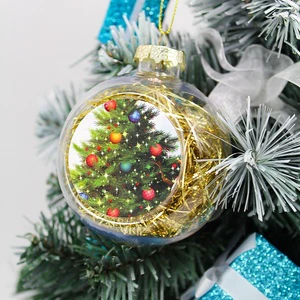 Christmas Ornament Craft Supplies Xmas Tree Decoration 2026 Personalized Pattern 6cm 8cm Plastic Custom Logo Christmas Ball