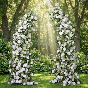 Forest Style Wild White Green Artificial Dreamy Pure Rose Flower Arch for Elegant Romantic Wedding Decoration Ceremony Backdrop