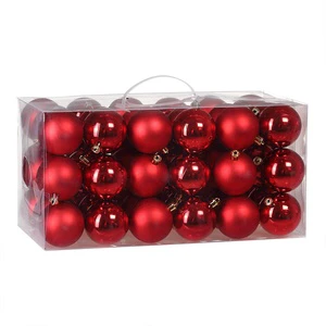54pcs Christmas Tree Ornament Ball Set Red Boxed Colorful Clear Design Hanging Decorative