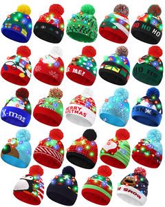 LED Christmas Hat Christmas Flash Light up Knitted Hat Christmas Gift for Adults Xmas New Year Party Decorations