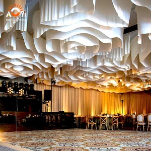 Wedding Venue Ceiling Decoration Multi Layer Cloud Wave Fabric Ceiling Draping for Banquet Hall