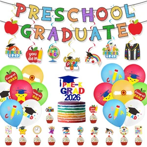 Preschool Graduation Party Supplies Banners Garlands Balloons Spirals Swirls Cake Toppers Graduation Party Decorations