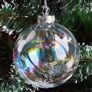 Iridescent Clear Christmas Balls Transparent Plastic Hanging Ornaments for Christmas Tree Wedding Party Home Decoration