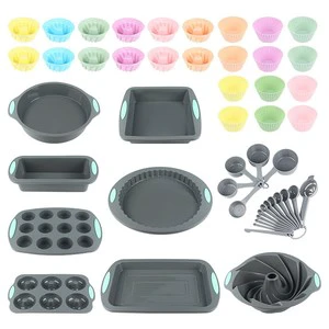 34-Piece Modern Eco-Friendly Food Grade Silicone Cake Decorating Kit with Molds Heat Resistant & Dishwasher Safe