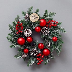 Merry Tree Decorated PE Material Round Christmas Wreath and Garland