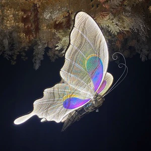 LED Glowing Iron Art Lifelike Electric Butterfly Light Wedding Ceiling Decoration T-Stage Durable Modern OEM Brand Fast Delivery