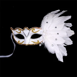 Halloween masquerade ball Feather mask Venice lace painted mask Beauty party ball Princess mask