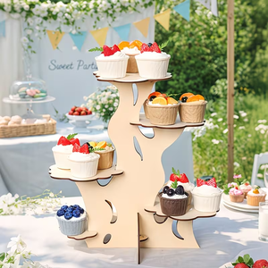 1 Set Of Rustic Wooden Dessert Display Stand,Multi-layer Tree-shaped Cake Tray Appy Birthday Party Wooden Display Stand