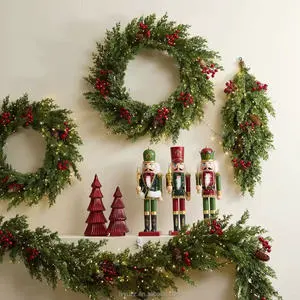 Christmas Garland Hanging Decoration Artificial Flower Wreaths for Front Door Wreath for Home Decor and Festival Celebration