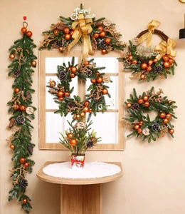 Merry Tree Luxury Copper-Color 50cm Diameter Eco-Friendly PE Christmas Wreath Elegant Garlands Window Mount Indoor Decoration