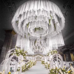 Romantic Ceiling Drapes Two Layers Tulle Ceiling Draping for Wedding Event Stage Hanging Decor