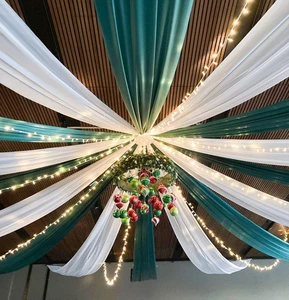 Chiffon Wed Ceiling Drapes Hanging Sheer Backdrop Curtain for Wedding Party Arch Tent Restaurant Hall Ceiling Decorations
