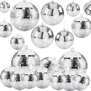 Round 10cm 20cm 30cm Red Black Silver Rose Gold Foam Party Supplies Mirror Glass Disco Ball Decoration