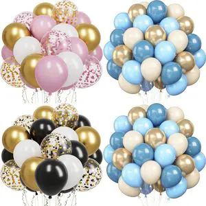 Latex Balloon Set Printed Gold Confetti Pink Blue Black White Party Decorations Birthday Celebration Supplies 5
