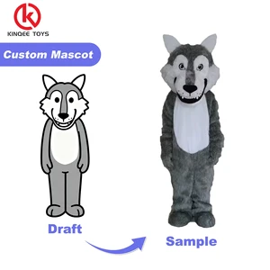 Kinqee High Quality Custom Furry Realistic Wolf Mascot Costume Cartoon Character Mascot Costume For Party