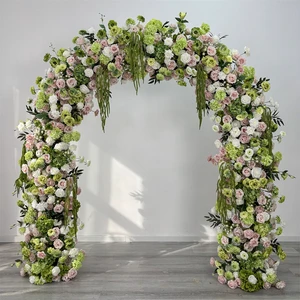 DKB Handmade Realistic Green Artificial Silk Floral Arch U-Shaped Designs Outdoor Spring Event Artificial Arch Decor