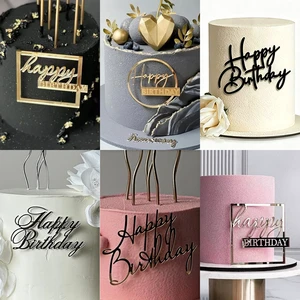Happy Birthday Cake ToppersAcrylic Cake Topper Inserts Cake Decorating Supplies Cupcake Toppers for Birthday Party